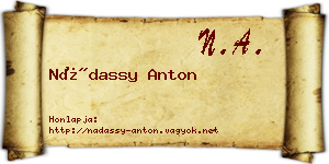Nádassy Anton névjegykártya